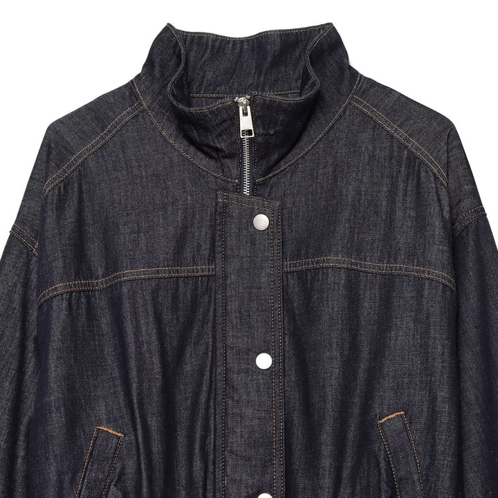 Damen Jeans-Cropped-Blouson mit Taillengürtel und hohem Stehkragen Echo Archiv
