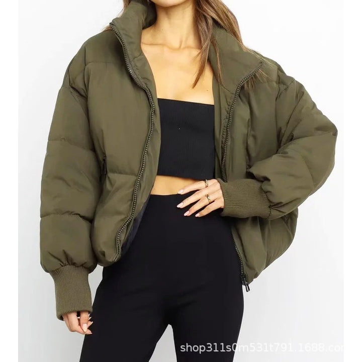 Damen Kurzer Stepp‑Puffer mit hohem Stehkragen und gerippten Bündchen Echo Archiv