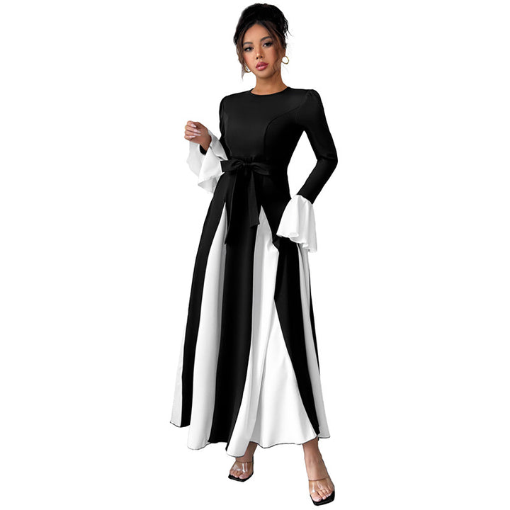 Damen Elegantes Maxikleid mit Rüschendetails und Taillengürtel Echo Archiv