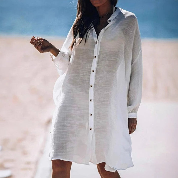 Damen Leichtes und luftiges Hemdkleid mit Knopfdetails Echo Archiv