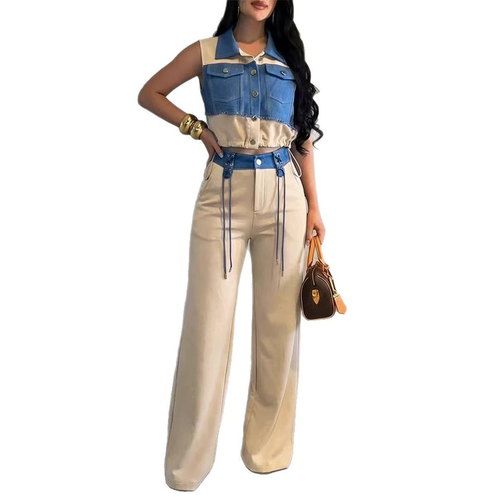 Damen Modischer Overall mit Denim-Design und Stylish-Bund Echo Archiv
