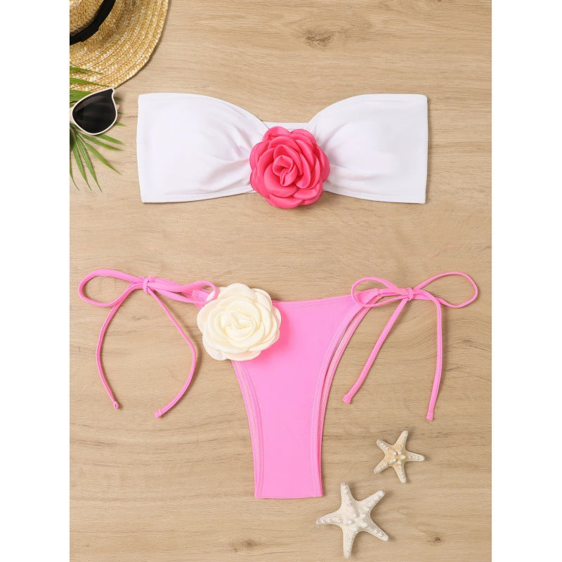 Damen Bandeau-Bikini mit floralem Detail und verstellbaren Trägern Echo Archiv