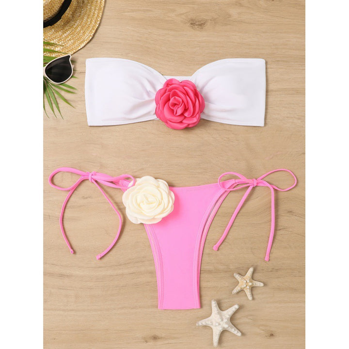 Damen Bandeau-Bikini mit floralem Detail und verstellbaren Trägern Echo Archiv