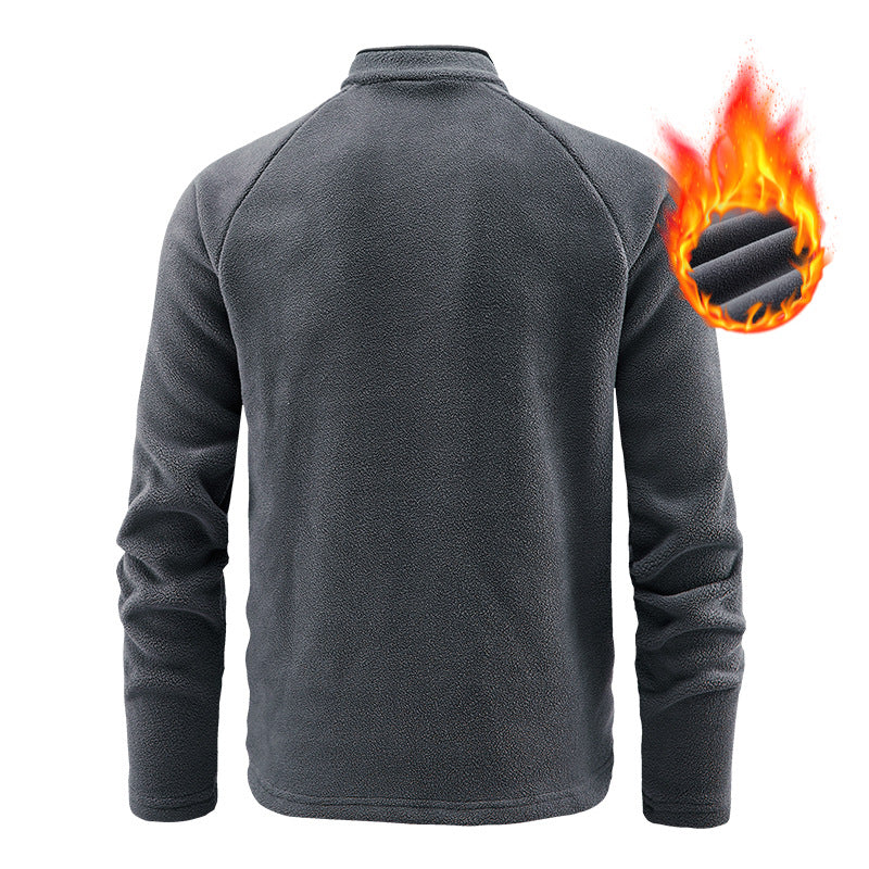 Herren Isolier-Fleece-Halbzip mit hohem Stehkragen, Raglanärmeln & Micro-Teddystruktur Echoarchiv