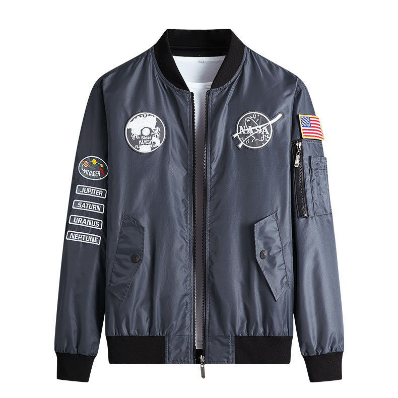Herren  leichte Mikroschalen-Mission-Patch-Flug-Bomberjacke mit schrägen Klappentaschen und Ärmelreißverschluss Echo Archiv