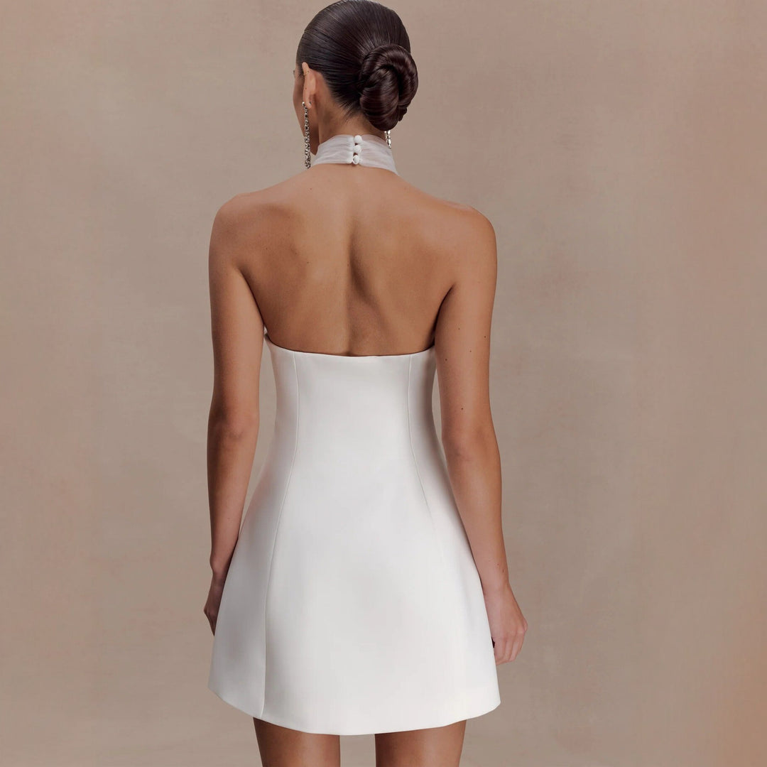 Damen Elegantes Minikleid mit Chiffon-Halsdetail und figurbetontem Schnitt Echo Archiv