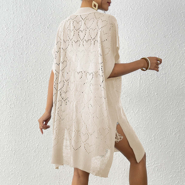 Damen luftiger Strick-Kimono mit floralem Lochmuster Echo Archiv