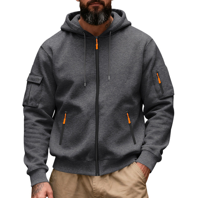 Herren nan funktionale Kapuzen-Sweatjacke mit durchgehendem Reißverschluss und Armtasche Echo Archiv