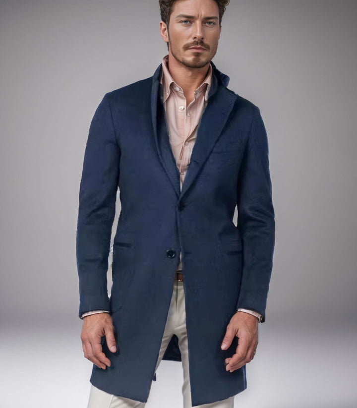 Herren eleganter Langmantel aus weichem Stoff Echoarchiv
