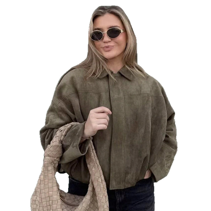 Damen nan weite Kurzjacke mit Ballonbund, verdecktem Verschluss und Schulterklappen Echo Archiv