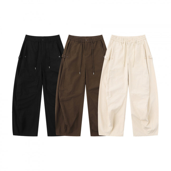 Damen Weite Culotte-Cargo-Hose mit elastischem Bund, Tunnelzug und aufgesetzten Taschen Echo Archiv