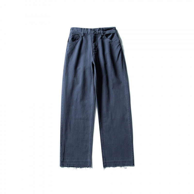 Damen Weite High-Waist Jeanshose mit geradem Bein und rohem Saum Echo Archiv