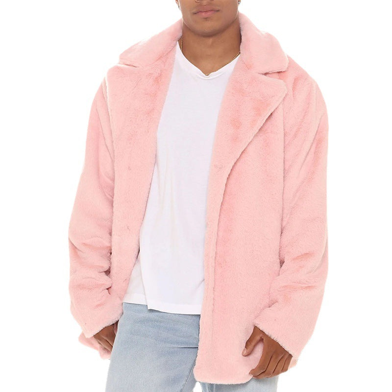 Herren kuschelige Teddy-Fleecejacke mit Hohem Kragen und Praktischen Taschen Echoarchiv