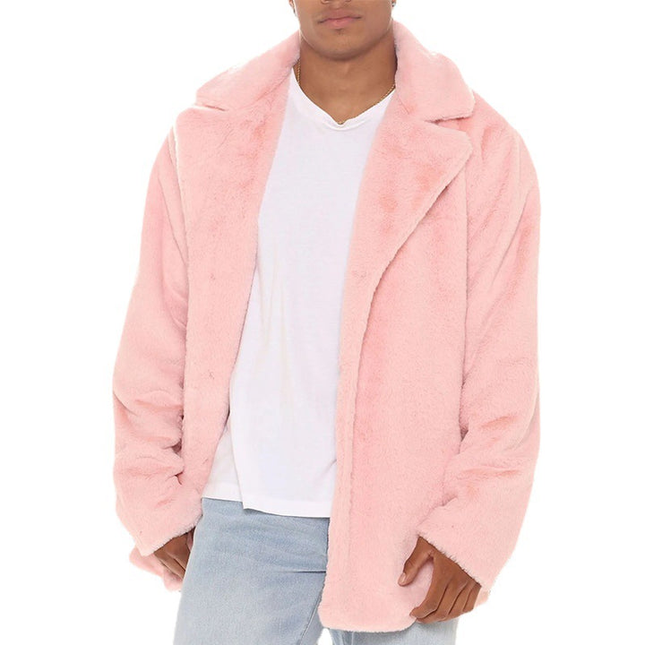 Herren kuschelige Teddy-Fleecejacke mit Hohem Kragen und Praktischen Taschen Echoarchiv