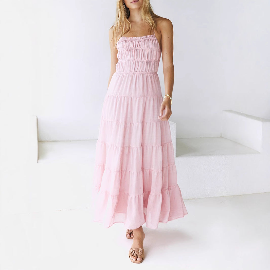 Damen luftiges Maxikleid mit Rüschendetails und elastischem Taillenbund Echo Archiv