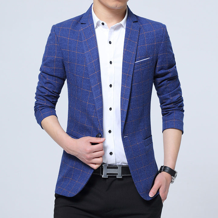 Herren Karierter Slim-Fit Sakko im Business-Casual Stil Echoarchiv