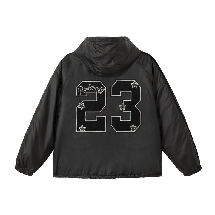 Unisex Boxy‑wattierte Kapuzenjacke mit gesticktem Wappen Echoarchiv
