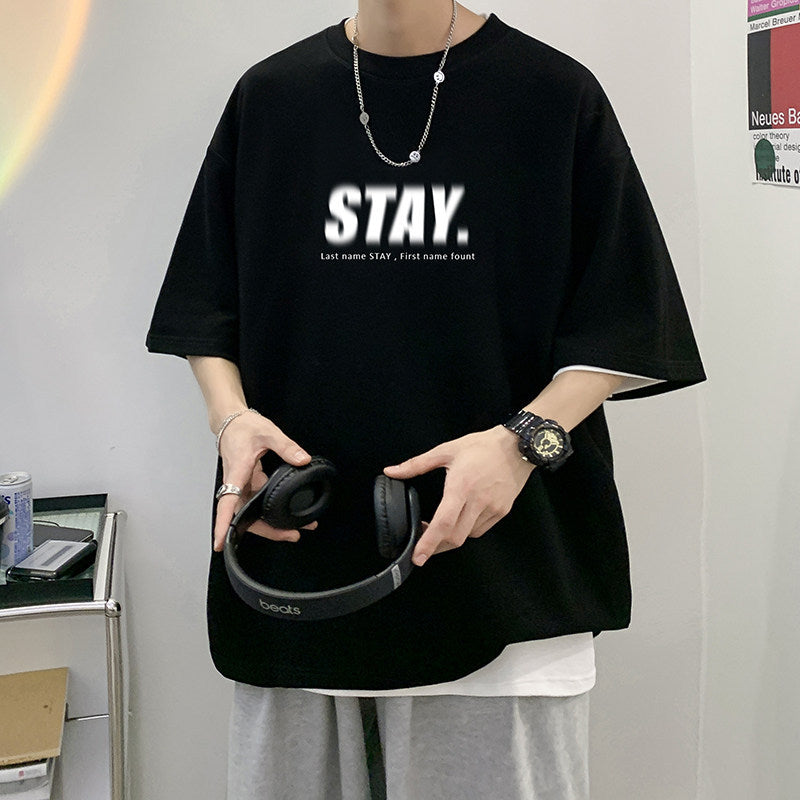 Herren Oversized T-Shirt mit modernem Schriftzug Echoarchiv