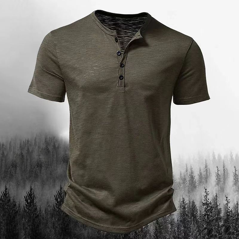 Herren Freizeit Kurzarm Henley Shirt mit Knopfleiste Echoarchiv