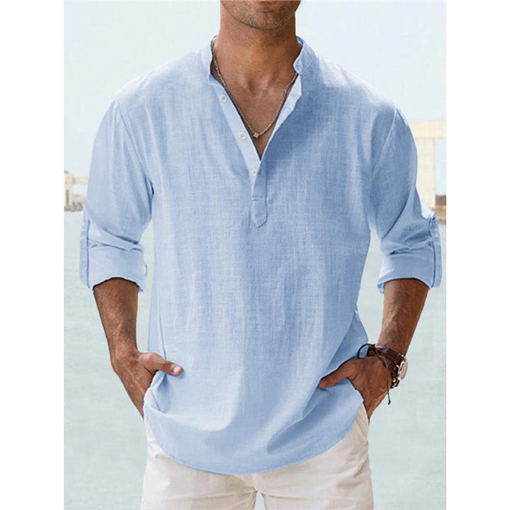Herren Langarm Henley-Shirt mit lässigem Knopfverschluss und hochwertiger Baumwolle Echoarchiv