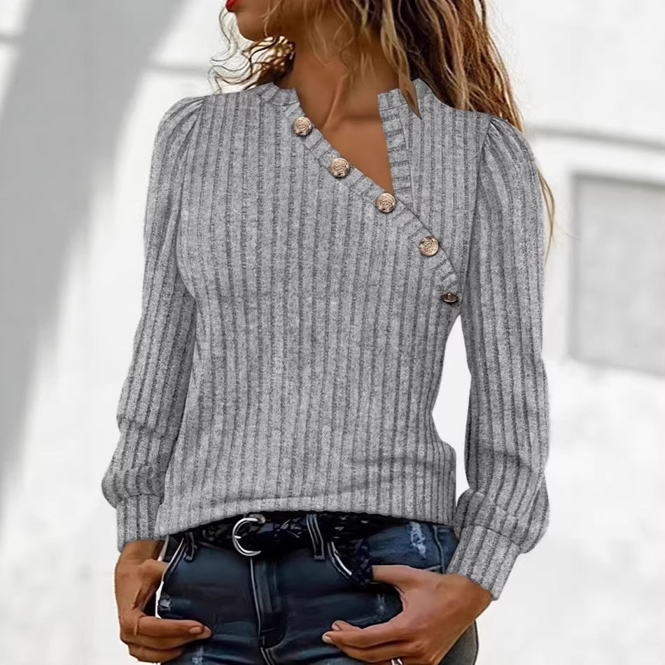 Damen Modischer Pullover mit Knopfdetails Echo Archiv