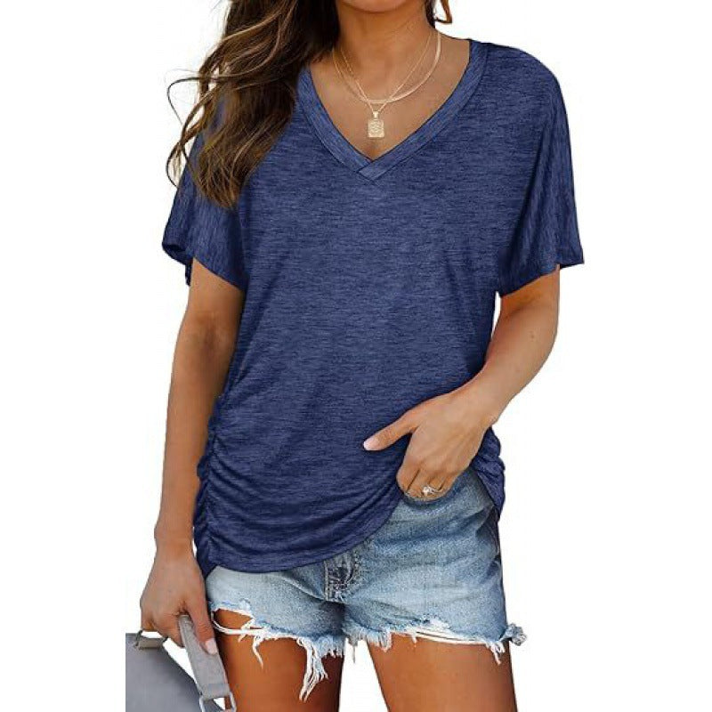 Damen V-Ausschnitt T-Shirt Aus Weichem Single Jersey Echoarchiv