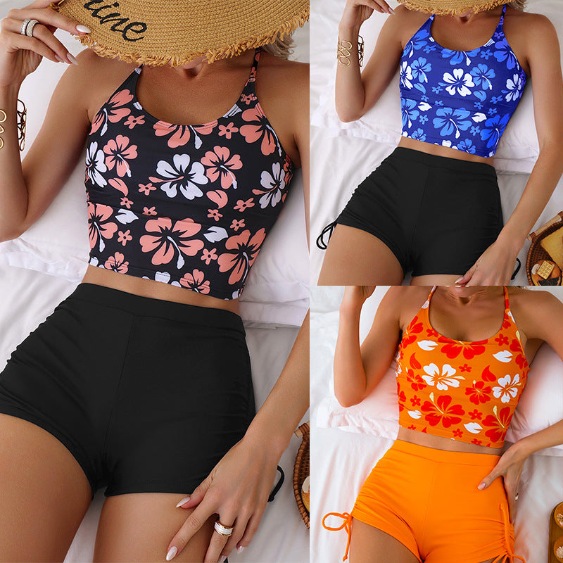 Damen Bade-Top mit floralem Design und hochgeschnittenen Shorts Echo Archiv