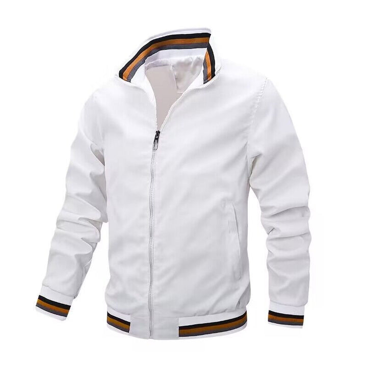 Herren Leichte Bomberjacke im Retro-Sportstil mit Stehkragen und gestreiften Rippbündchen Echoarchiv