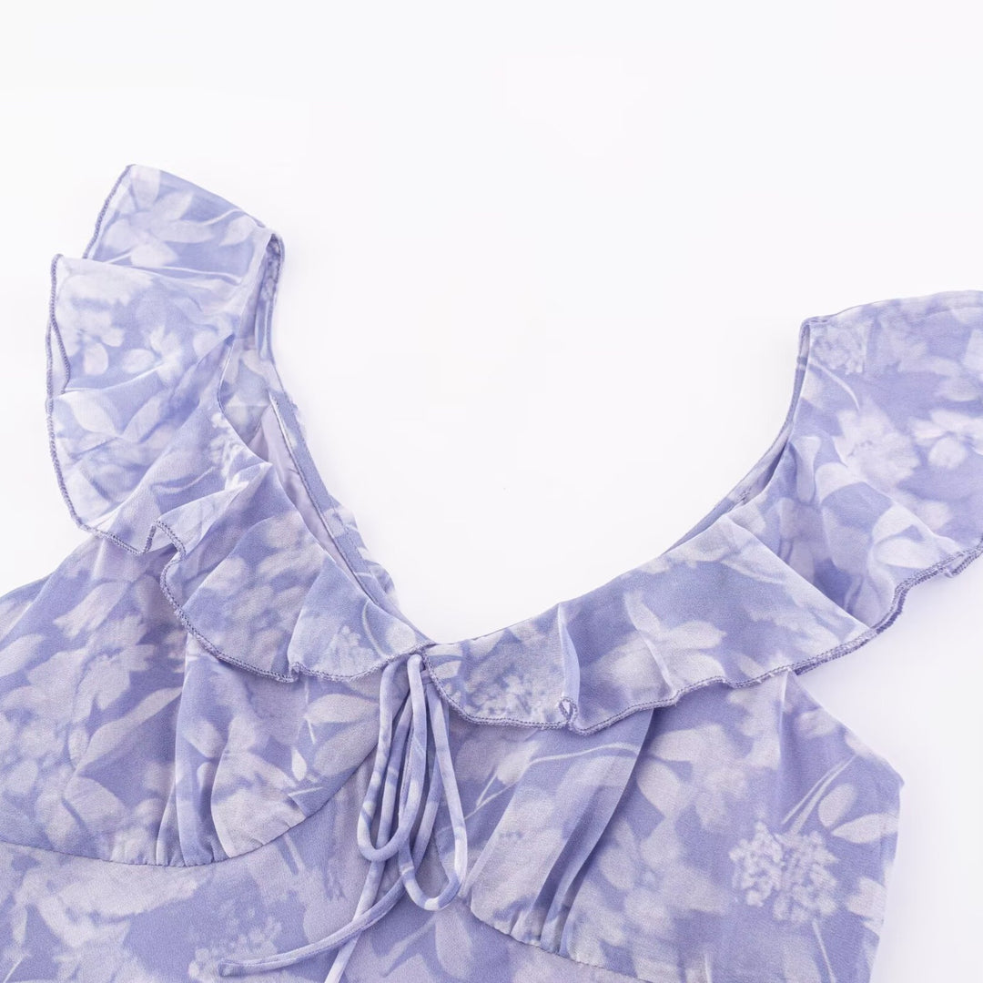 Damen Maxikleid mit romantischem Blumenmuster und raffinierten Rüschendetails Echo Archiv
