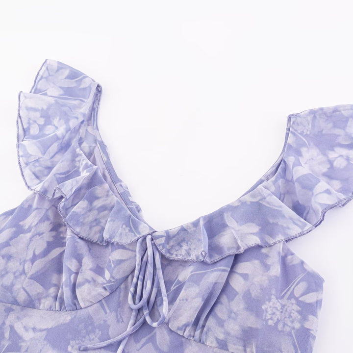 Damen Maxikleid mit romantischem Blumenmuster und raffinierten Rüschendetails Echo Archiv