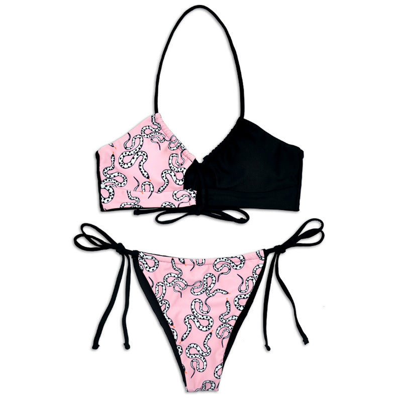 Damen Halter-Bikini mit asymmetrischem Design und verspieltem Muster Echo Archiv
