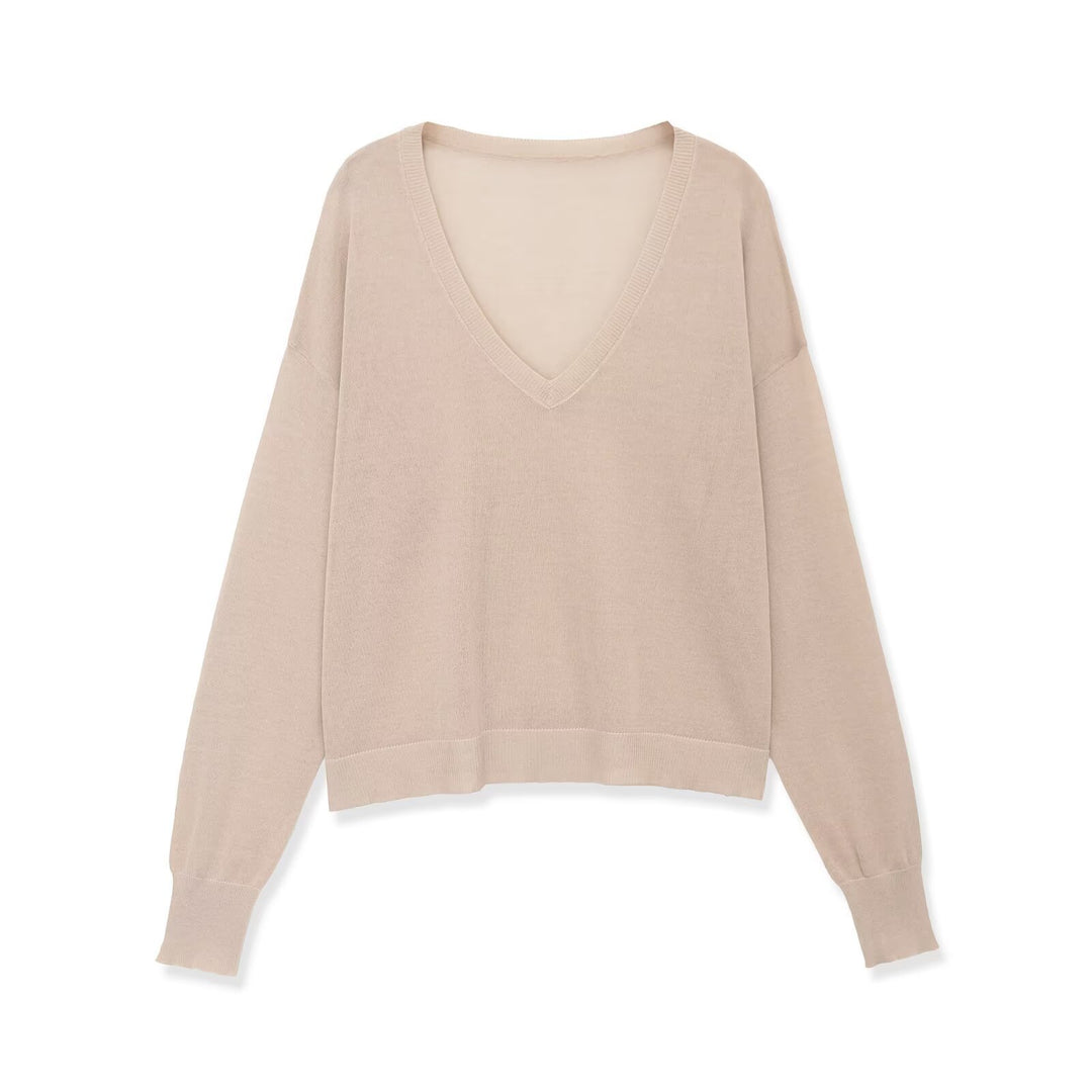 Damen Oversize V-Ausschnitt Feinstrickpullover mit überschnittenen Schultern Echo Archiv