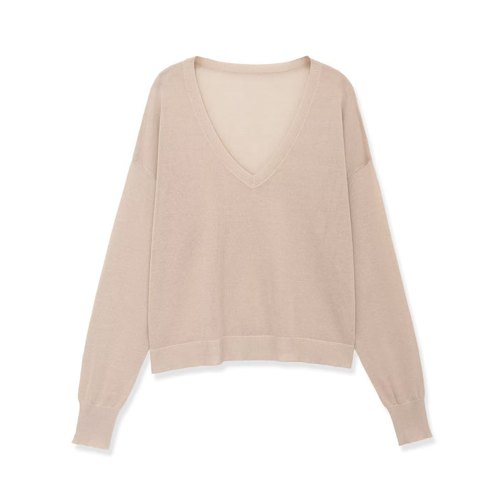 Damen Oversize V-Ausschnitt Feinstrickpullover mit überschnittenen Schultern Echo Archiv