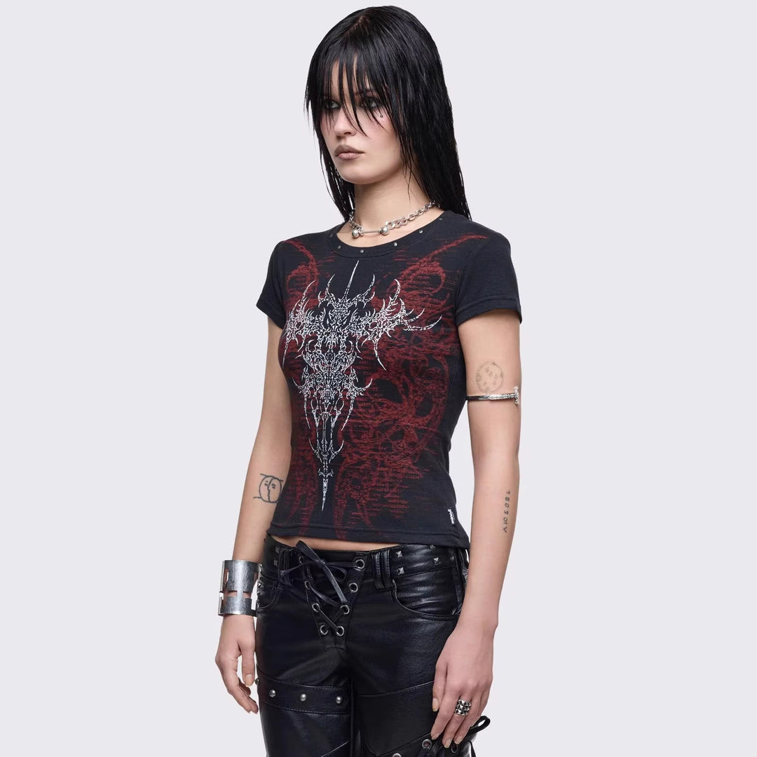 Damen Grafik-Print T-Shirt mit einzigartigem Design Echo Archiv