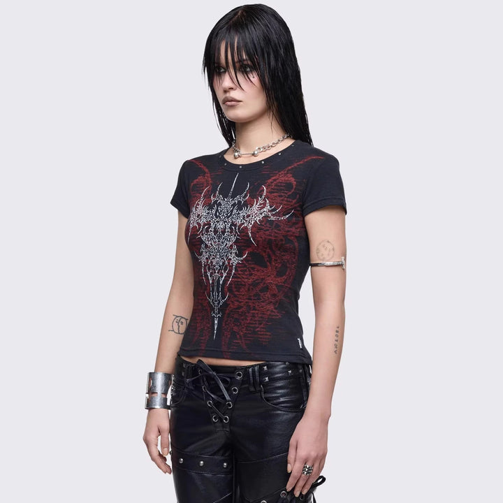 Damen Grafik-Print T-Shirt mit einzigartigem Design Echo Archiv