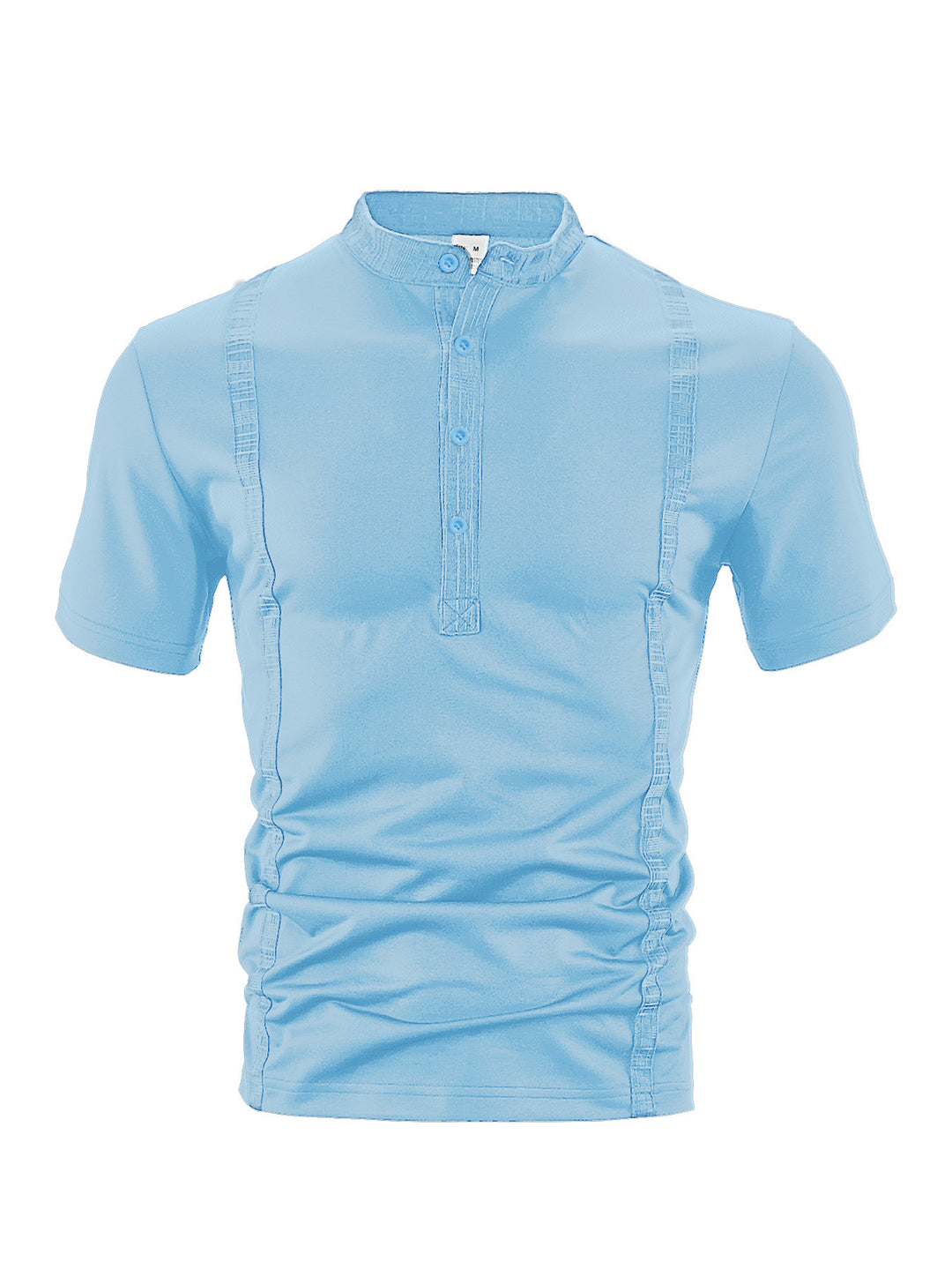 Herren nan Kurzarm-Stehkragenshirt mit verdeckter Knopfleiste, Zierpaspeln und figurbetonter Silhouette Echo Archiv