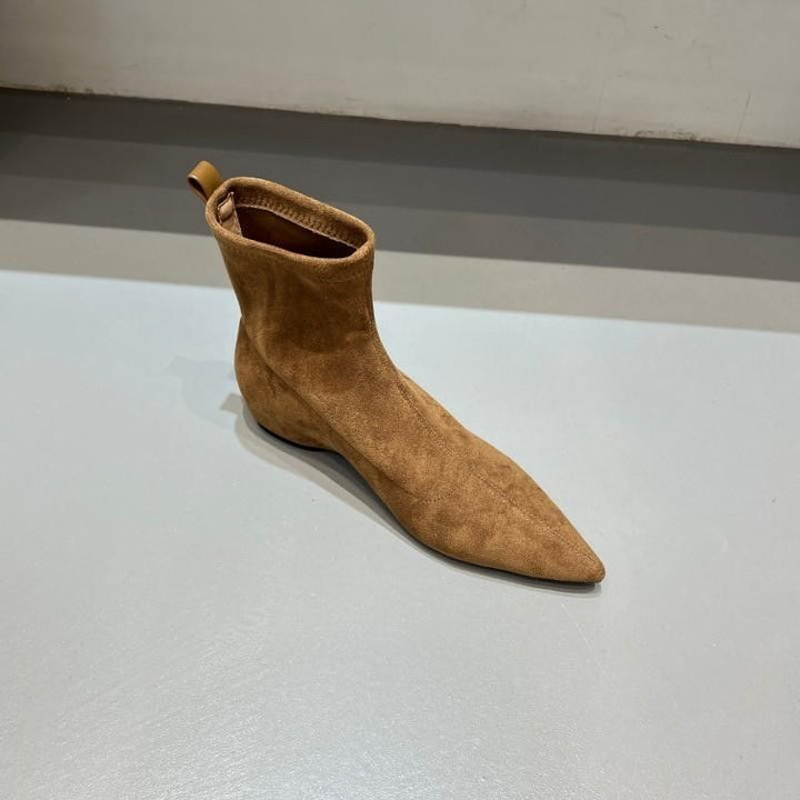 Damen spitz zulaufende Sock‑Stiefeletten aus Velourslederoptik mit engem Schaft Echo Archiv