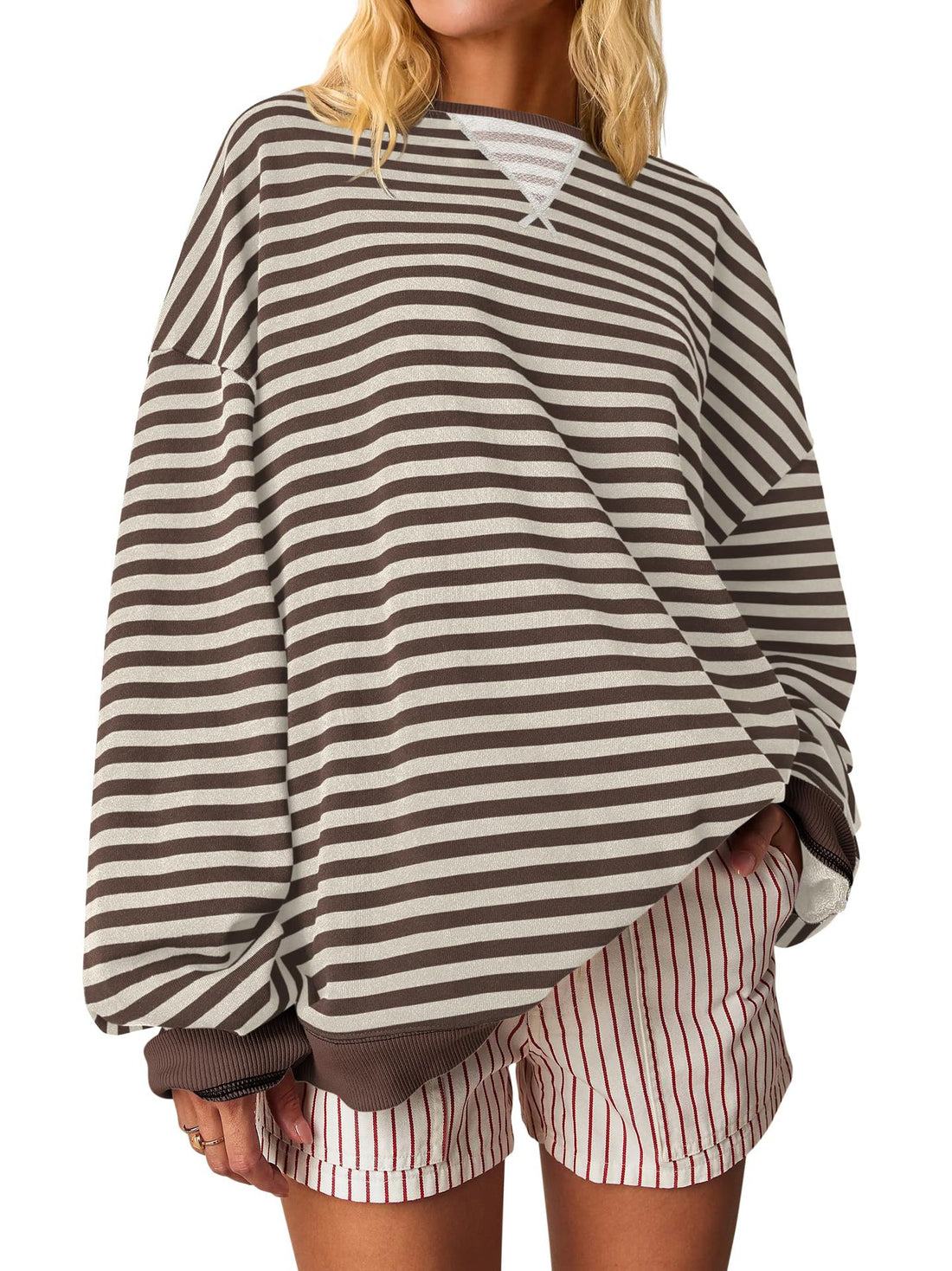 Damen Oversized gestreifter Sweatshirt – Mavelle