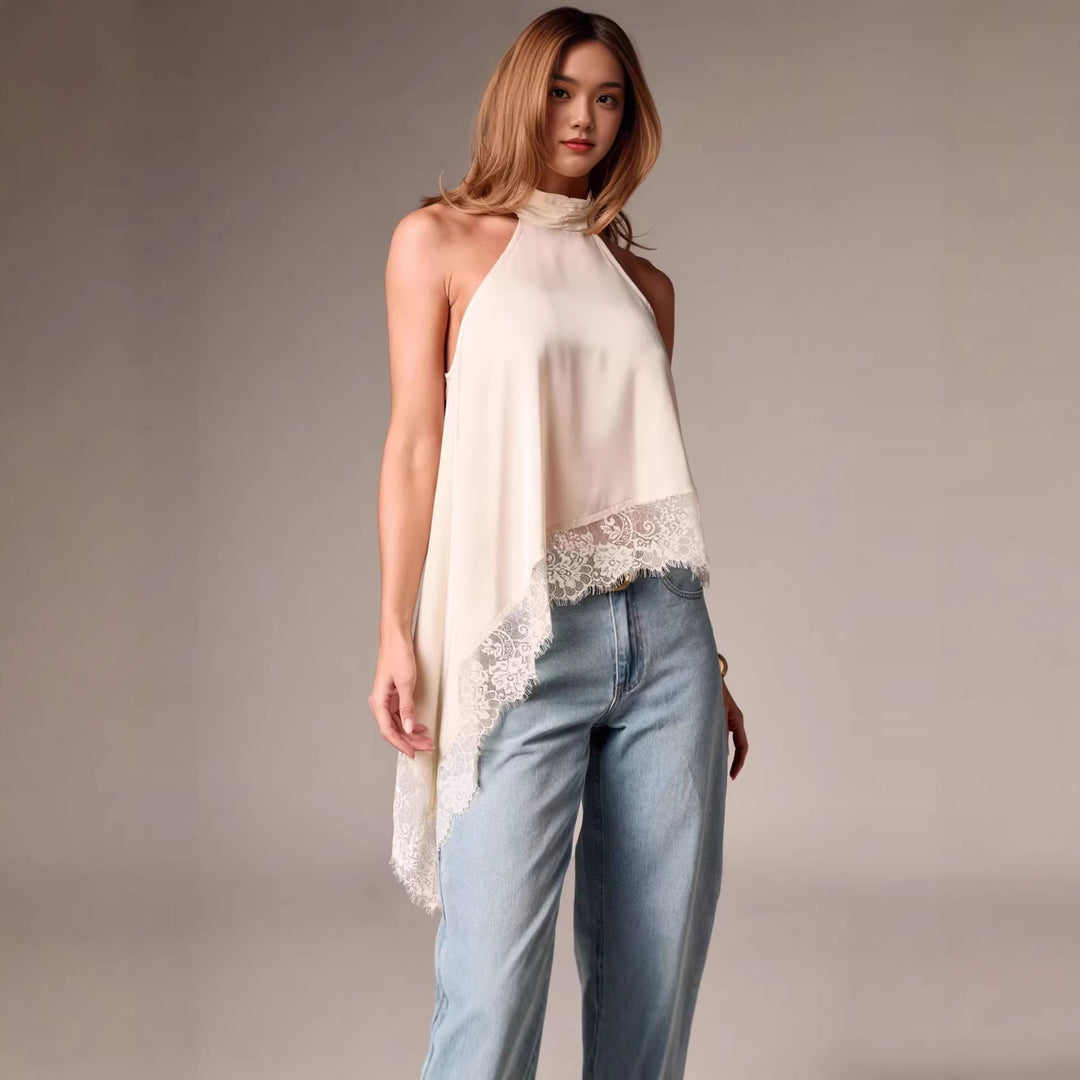 Damen luftiges Chiffon-Top mit eleganter Spitzenverzierung Echo Archiv