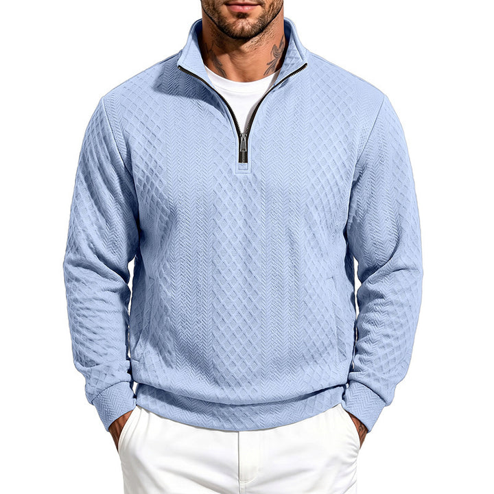 Herren Strukturierter Halbzip-Sweater aus Feinstrick mit Zopfmuster und Eingriffstaschen Echoarchiv