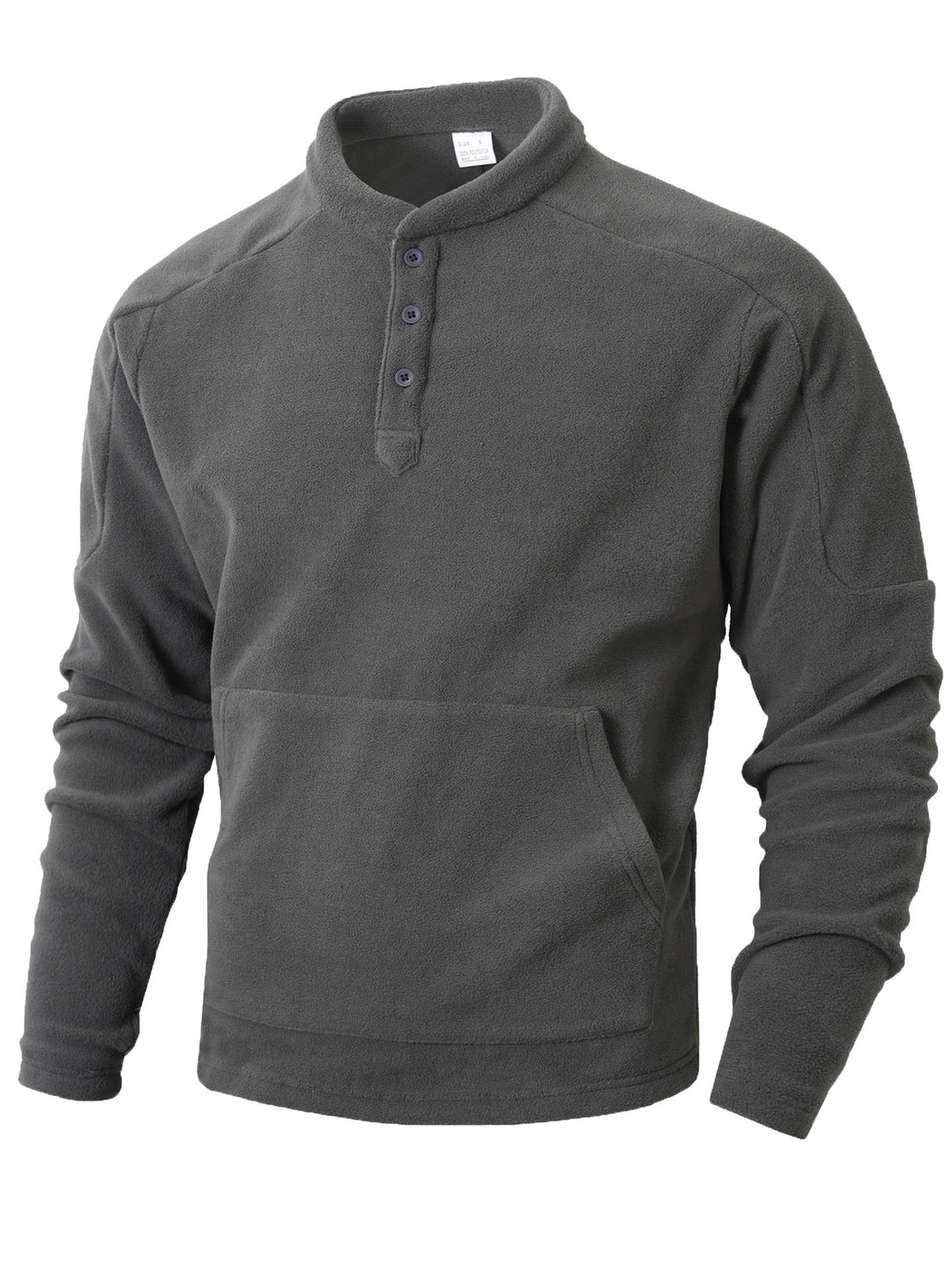 Herren Fleece-Pullover mit modischem Stehkragen und praktischen Knöpfen Echoarchiv