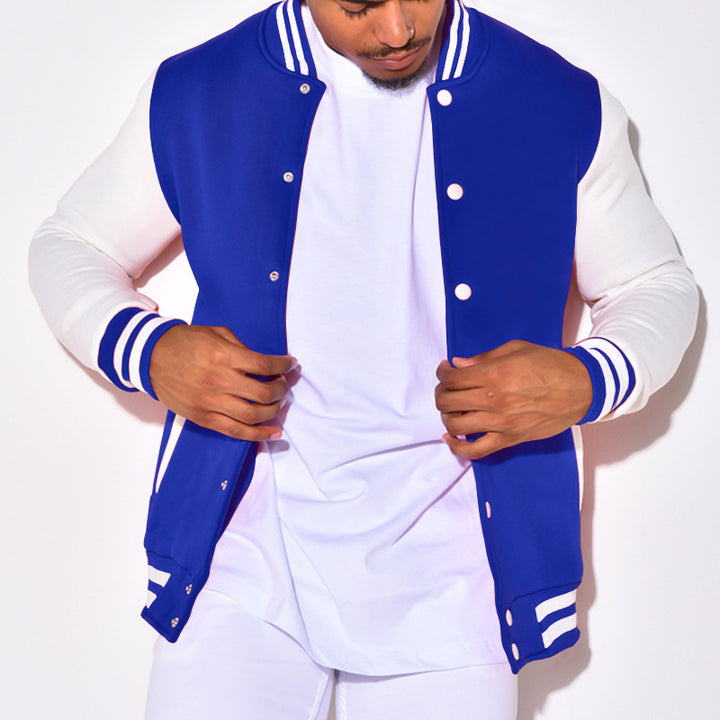 Herren nan Retro-Sport-Bomberjacke mit Druckknopfleiste, Kontrastärmeln und Rippbündchen Echo Archiv