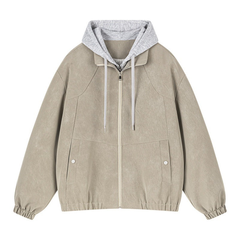 Herren Lagenlook Bomberjacke mit integrierter Kapuze, elastischem Saum & Druckknopf‑Taschen Echoarchiv