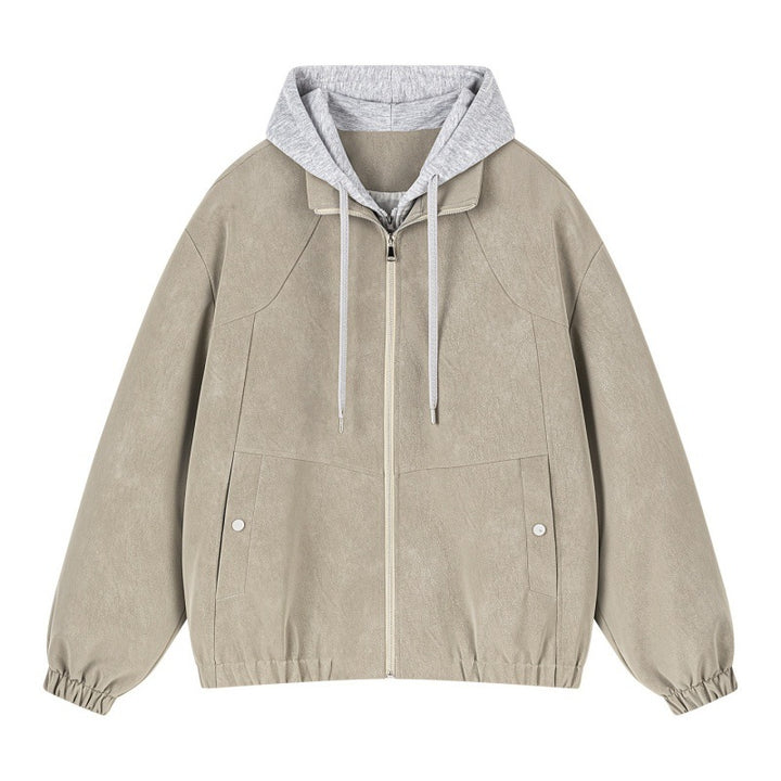 Herren Lagenlook Bomberjacke mit integrierter Kapuze, elastischem Saum & Druckknopf‑Taschen Echoarchiv