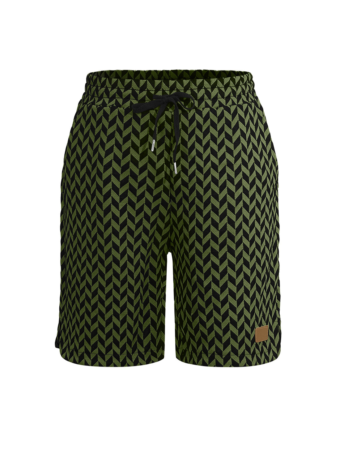 Damen Jacquard-Shorts mit elastischem Komfortbund, Tunnelzug und Fischgrätmuster – Avélisse