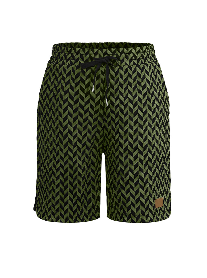 Damen nan Jacquard-Shorts mit elastischem Komfortbund, Tunnelzug und Fischgrätmuster Echo Archiv