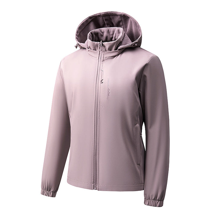Damen Leichte wasserdichte Softshelljacke mit Kapuze und Brust-Reißverschlusstasche Echo Archiv