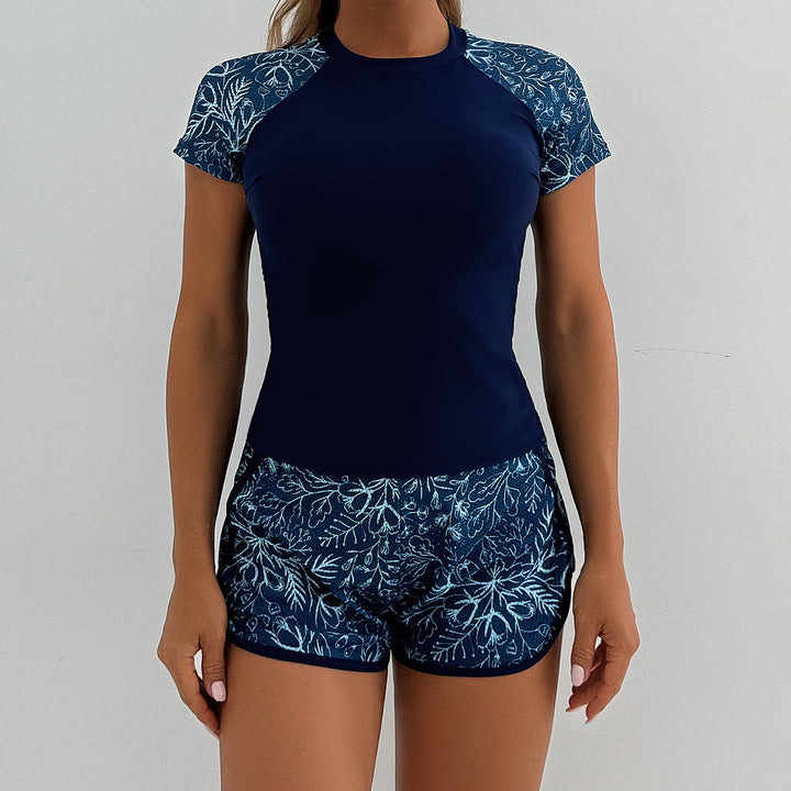 Damen Sportlicher UV-Schutz Schwimmanzug mit floralem Oberteil Echo Archiv