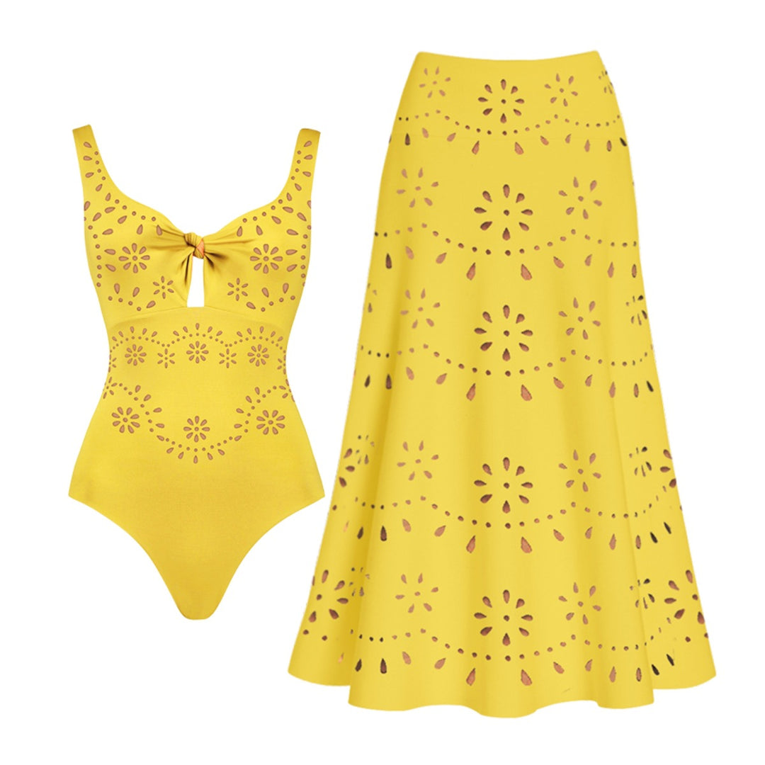 Damen Badeanzug und Rock-Set mit floralem Cut-Out Design Echo Archiv