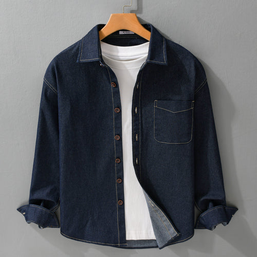 Herren Denim-Overshirt mit aufgesetzter Brusttasche und Kontrastnähten Echoarchiv